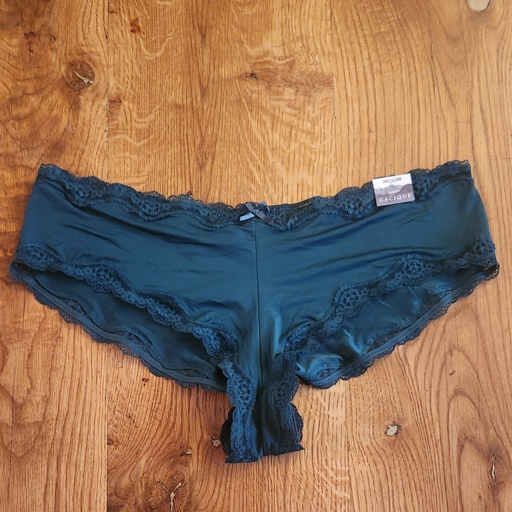 Cacique Forest Green Lace Boost Balconette Bra with Matching Strappy Hipsters - Picture 7 of 11